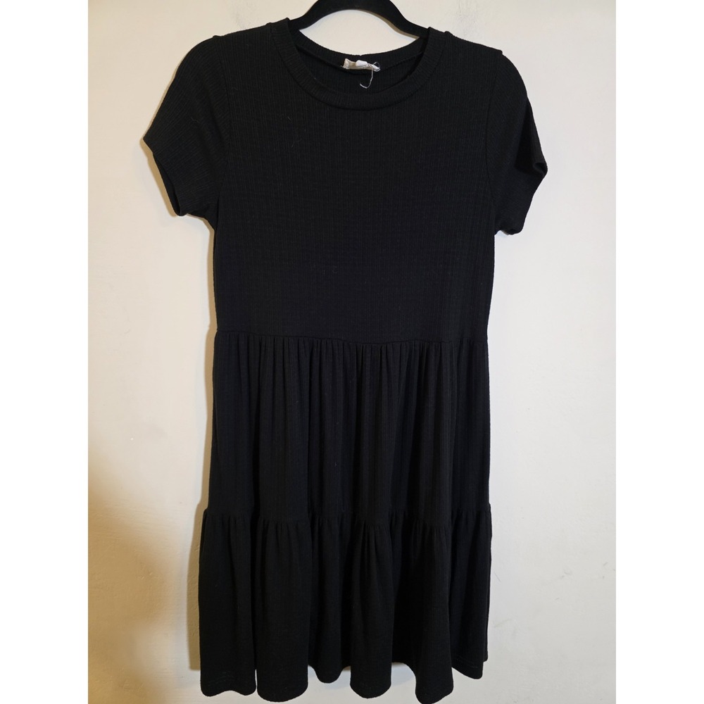 See You Monday Women's Size XL Black Waffle Knit Baby‎ Doll  Mini Dress
